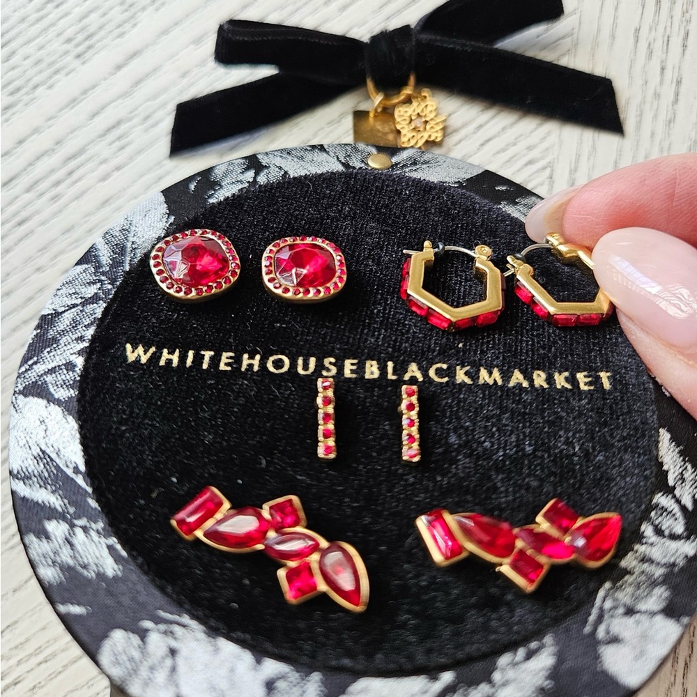 NWOT WHBM Four Sets of Christmas Earrings on an Ornament